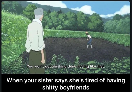 Wolf Children meme about relationship behavior.
