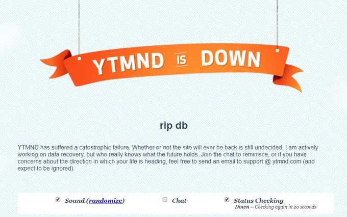 YTMND offline notification page.
