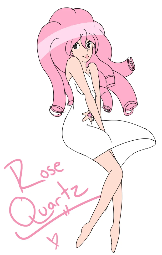 Another slim-bodied redesign of Rose Quartz attributed to Zamii070, cited by critics as evidence of a pattern of altering the character's body type.