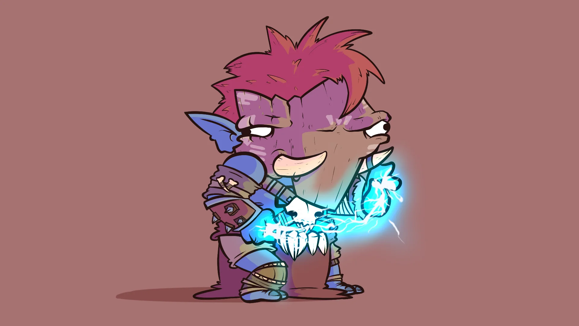 Stylized fan artwork of the zappy boi troll channeling his signature lightning magic.