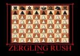 Chess strategy Zerg Rush analogy.