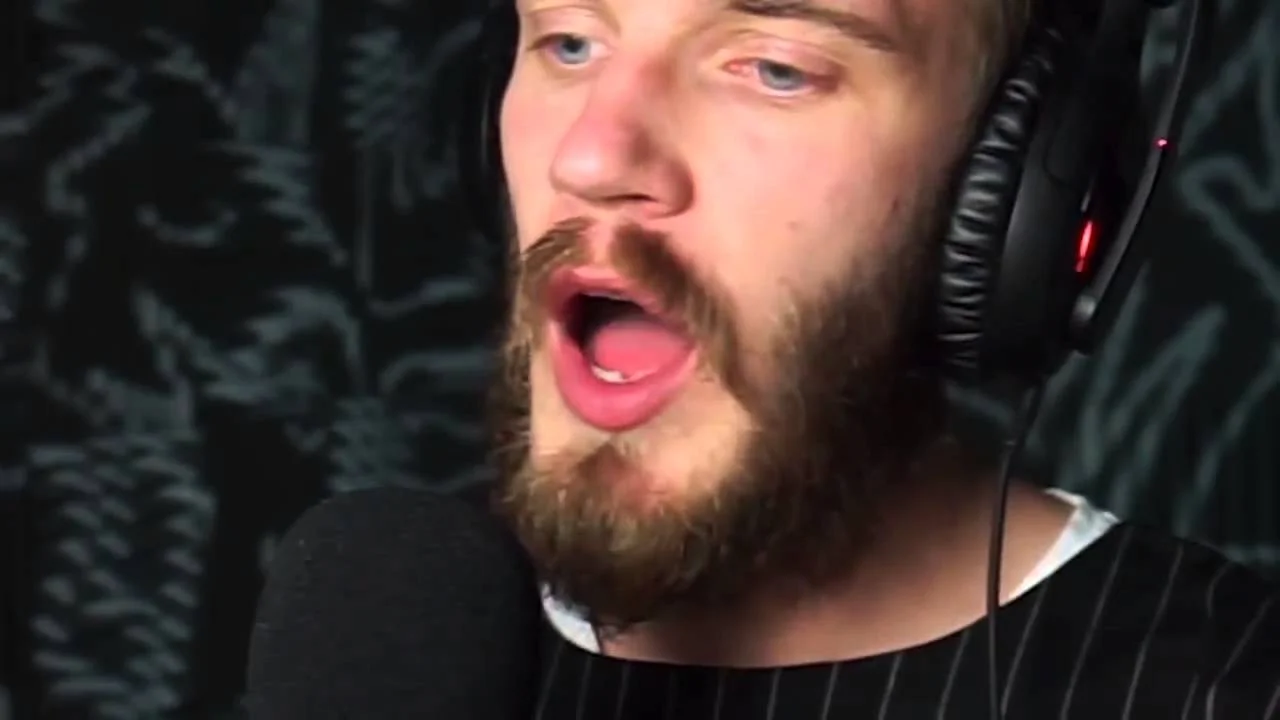The PewDiePie video screenshot that became the base image for the 'Zero Deaths' meme.